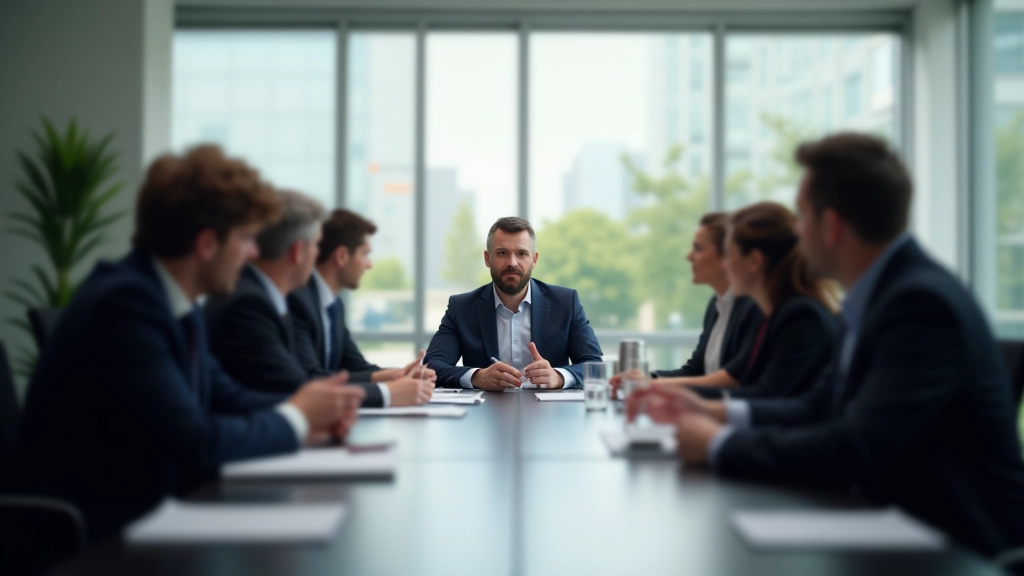 Konferenzraum mit Finanzfachleuten, die Diskussionen über Markttrends und Geschäftsstrategien führen