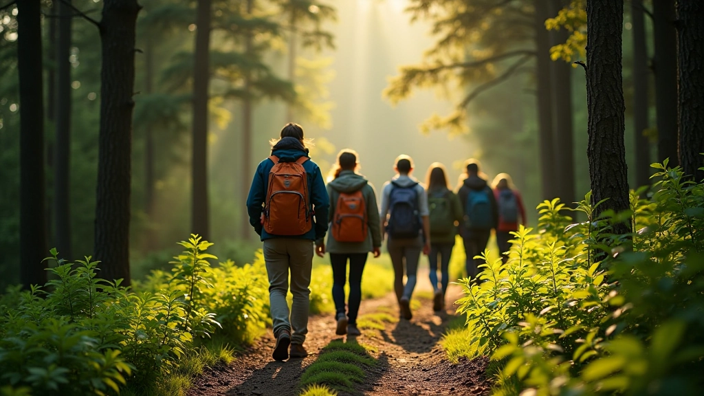 Nachhaltiger Tourismus: Touristen auf Naturpfad im Schwarzwald